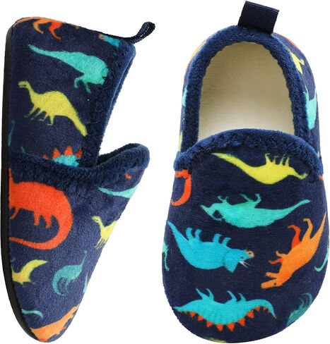 L-RUN Toddler House Slippers Non-Slip Rubber Sole Indoor Outdoor Walking Shoes for Boys & Girls Warm Fleece Lined Winter Slipper Socks in Saudi Arabia