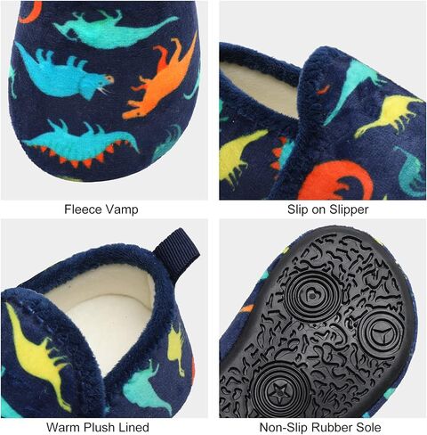L-RUN Toddler House Slippers Non-Slip Rubber Sole Indoor Outdoor Walking Shoes for Boys & Girls Warm Fleece Lined Winter Slipper Socks in Saudi Arabia