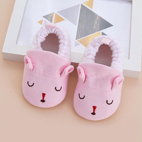 Sekantrol Newborn Baby Boys Girls First Walkers Shoes,Unisex Infant Soft Non-Slip Sole Sneakers,Cartoon Adjustable Slippers 0-18 Months in Kuwait
