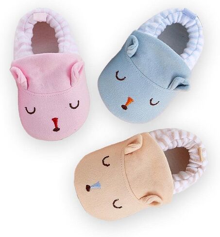 Sekantrol Newborn Baby Boys Girls First Walkers Shoes,Unisex Infant Soft Non-Slip Sole Sneakers,Cartoon Adjustable Slippers 0-18 Months in Kuwait