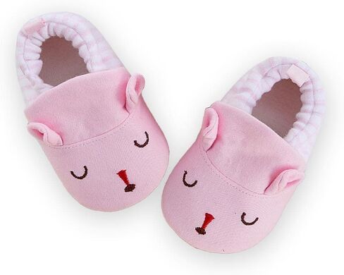 Sekantrol Newborn Baby Boys Girls First Walkers Shoes,Unisex Infant Soft Non-Slip Sole Sneakers,Cartoon Adjustable Slippers 0-18 Months in Kuwait