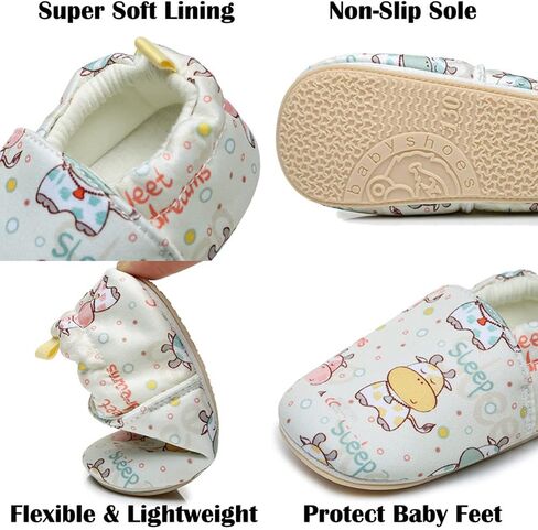 Timatego Toddler Baby Boys Girls Shoes Non Skid Slipper Sneaker Moccasins Infant First Walker House Walking Crib Shoes(6-24 Months) in Kuwait