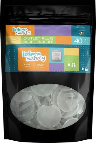 Outlet Plugs Covers (40 Pack) Clear Child Baby Proof - Electrical Protector - Safety Caps by Idea Safety - Home Basic in Saudi Arabia