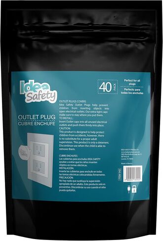 Outlet Plugs Covers (40 Pack) Clear Child Baby Proof - Electrical Protector - Safety Caps by Idea Safety - Home Basic in Saudi Arabia