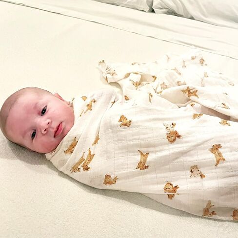 LifeTree Baby Swaddle Blankets Girls, Organic Muslin Swaddle Blankets Unisex Swaddling Wrap Receiving Blanket for Newborn, Organic Cotton, Large 47 x 47 inches, Lavender & Mauve in Saudi Arabia