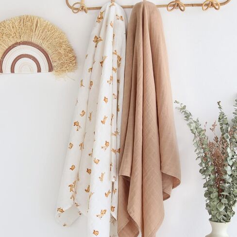 LifeTree Baby Swaddle Blankets Girls, Organic Muslin Swaddle Blankets Unisex Swaddling Wrap Receiving Blanket for Newborn, Organic Cotton, Large 47 x 47 inches, Lavender & Mauve in Saudi Arabia