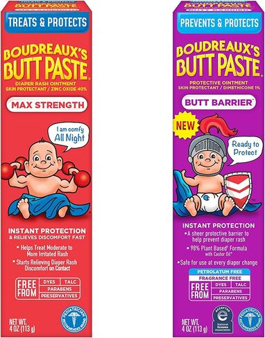 Boudreaux's Butt Paste 4oz Butt Barrier Ointment and 4oz Max. Strength Diaper Rash Ointment in Saudi Arabia