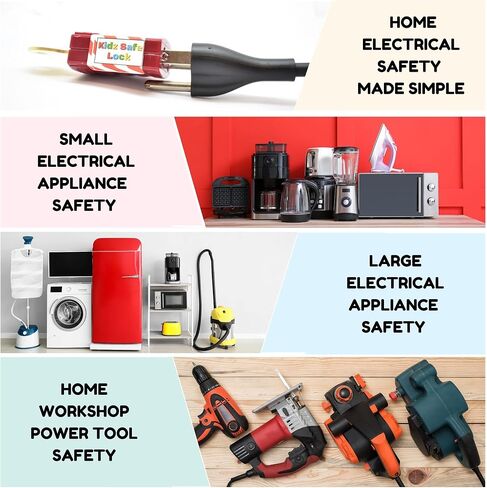 Roride Electrical Power Cord Plug Lock Device-Electrical Safety,Baby Proofing,Toddler Proofing,Teen Proofing-OSHA Plug Lockout Approved-Prevent Dangerous Home Appliance,Power Tool Injuries (RRKD),Red in Saudi Arabia