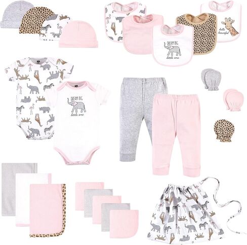 Hudson Baby Unisex Baby Layette Start Set Baby Gift 25pc, Modern Pink Safari, 0-6 Months in Saudi Arabia
