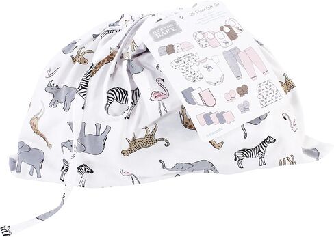 Hudson Baby Unisex Baby Layette Start Set Baby Gift 25pc, Modern Pink Safari, 0-6 Months in Saudi Arabia