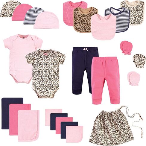 Hudson Baby Unisex Layette Starter Set Gift 25pc, Prints Leopard, 0-6 Months in Saudi Arabia