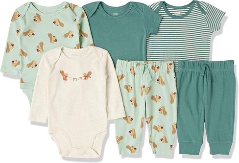Amazon Essentials Baby Girls' Cotton Layette Outfit Sets, Pack of 6 in Saudi Arabia