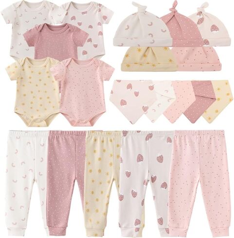 Kiddiezoom Newborn Baby Girl Boy Clothes Baby Outfits Pants Bodysuits Gifts Set Layette Set 0-3 Months in Saudi Arabia