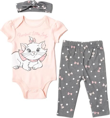 Disney Pixar Toy Story Lion King Minnie Mouse Baby Girls Bodysuit Pants and Headband 3 Piece Outfit Set Newborn to Infant in Saudi Arabia