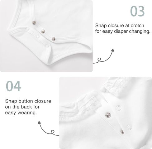 pureborn Baby Girls Boys Bodysuit One-Piece Romper 0-24 Months | OEKO-TEX Certified, Cotton, Viscose from Bamboo, Snap Closure, Embroidered Ready, Long & Short Sleeve, Machine Wash in Saudi Arabia