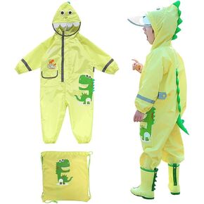 SSAWcasa Toddler Rain Suit,Waterproof Kids Rainsuit,Unisex Baby Rain Coat Coverall