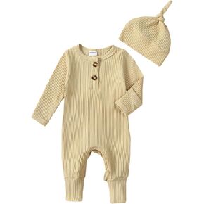 Ayalinggo Newborn Baby Girl Footie Waffle Knit Romper Zippers Ruffle Jumpsuit Fall Winter Clothes in Saudi Arabia