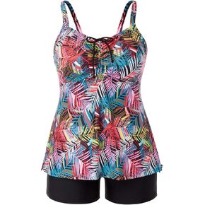 Hanna Nikole Plus Size Tankini Swimsuits for Women Two Piece Swim Top Shorts Tummy Control Bathing Suits