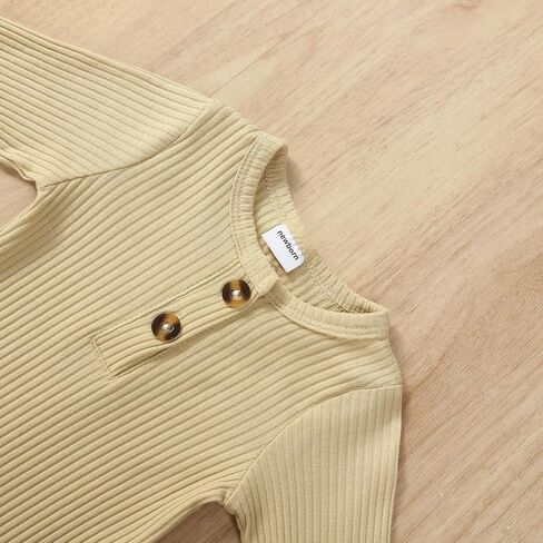 Ayalinggo Newborn Baby Girl Footie Waffle Knit Romper Zippers Ruffle Jumpsuit Fall Winter Clothes in Kuwait