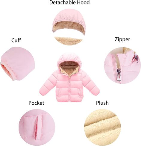 Kimjun Toddler Baby Hooded Down Jacket Boys Girls Kids Thicken Warm Winter Coat Outerwear 1-7t in Saudi Arabia