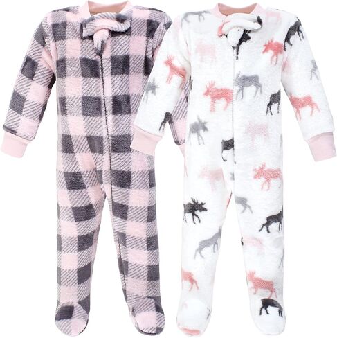 Hudson Baby Unisex Baby Plush Sleep and Play, Pink Moose, 6-9 Months in Saudi Arabia