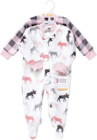 Hudson Baby Unisex Baby Plush Sleep and Play, Pink Moose, 6-9 Months in Saudi Arabia
