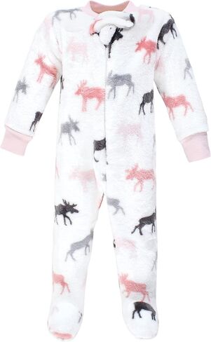 Hudson Baby Unisex Baby Plush Sleep and Play, Pink Moose, 6-9 Months in Saudi Arabia