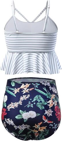 GINKANA Maternity Bikini Two Piece Swimsuits Ruffle High Waisted Maternity Bathing Suit Summer Pregnancy Swimwear in Saudi Arabia