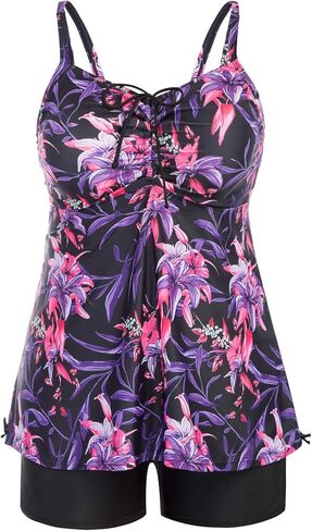 Hanna Nikole Plus Size Tankini Swimsuits for Women Two Piece Swim Top Shorts Tummy Control Bathing Suits in Kuwait