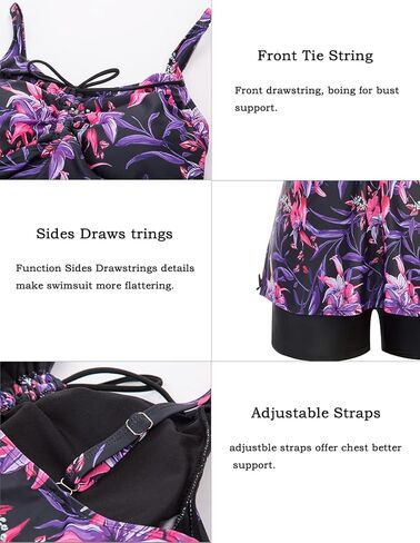 Hanna Nikole Plus Size Tankini Swimsuits for Women Two Piece Swim Top Shorts Tummy Control Bathing Suits in Kuwait