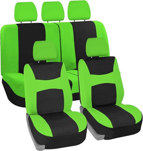 FH Group Car Seat Covers Full Set Cloth - Universal Fit, Automotive Seat Covers, Low Back Front Seat Covers, Airbag Compatible, Split Bench Rear Seat, Washable Car Seat Cover for SUV, Sedan, Van Black in Saudi Arabia