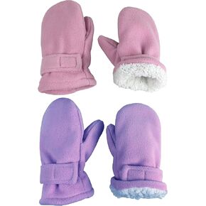 N'Ice Caps 2 Pairs Little Kids Baby Fleece Mittens - Easy-on Sherpa Lined Pack in Saudi Arabia