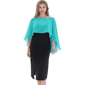 Baoqiya Chiffon Capelets for women Soft Shawls and Wraps for Evening Dresses Bridesmaid Wedding Sheer Cape Cover Up