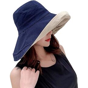 FaroDor Women's Packable Reversible Bucket Hat UV Sun Protection Wide Brim Summer Beach Cap