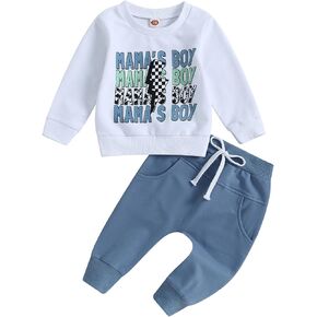 Baby Toddler Boys Fall Winter Outfits Little Dude Letter Printed Long Sleeve Sweatshirts Pants 2Pcs Clothes Set in Saudi Arabia