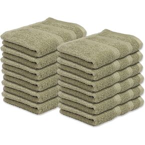 Kaufman - Premium Washcloth Set of 12 (13x13 Inches) 100% Cotton Ring Spun, Highly Absorbent, Durable and Ultra Soft Feel Wash Cloths Essential for Bathroom, Spa, Gym, and Face Towel (12PK) in Saudi Arabia