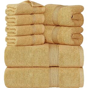 Utopia Towels 8-Piece Premium Towel Set, 2 Bath Towels, 2 Hand Towels, and 4 Wash Cloths, 600 GSM 100% Ring Spun Cotton Highly Absorbent Towels for Bathroom, Gym, Hotel, and Spa (Beige)