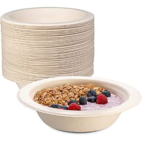 Comfy Package [125 Count 100% Compostable 5 Compartment Plates Disposable - 10 Inch Kraft Paper Plates, Eco-Friendly Sugarcane Trays -Brown Unbleached