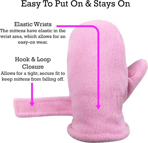 N'Ice Caps 2 Pairs Little Kids Baby Fleece Mittens - Easy-on Sherpa Lined Pack in Kuwait