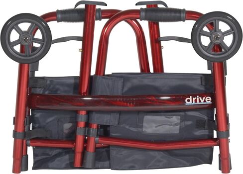 Drive Medical Deluxe Portable Folding Travel Walker with 5" Wheels and Fold up Legs, Red in Saudi Arabia