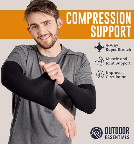 OutdoorEssentials UV Sun Protection Arm Sleeves - Cooling Compression Arm Sleeve - Sports & UV Arm Sleeves for Men & Women in Saudi Arabia