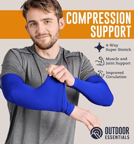 OutdoorEssentials UV Sun Protection Arm Sleeves - Cooling Compression Arm Sleeve - Sports & UV Arm Sleeves for Men & Women in Saudi Arabia