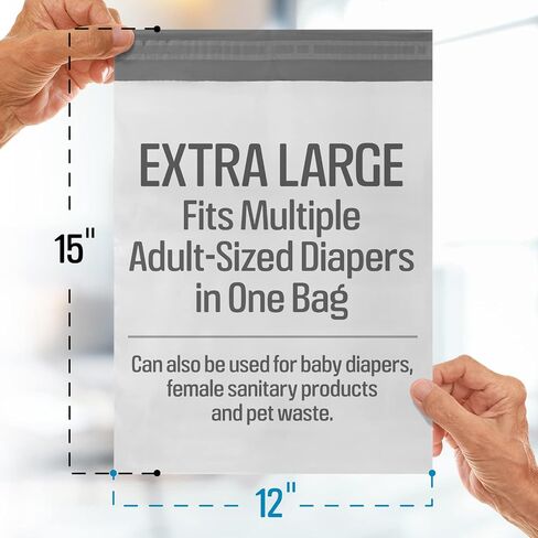 Impresa Extra Large Adult Diaper Disposal Bags - 75 Pack - Odor and Leak Proof - Tear-Resistant Undergarment Bags for Adult Diapers - Extra Thick (12 x 15 In) in Saudi Arabia