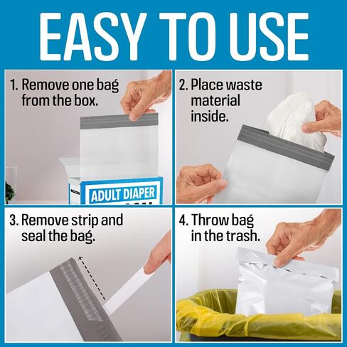 Impresa Extra Large Adult Diaper Disposal Bags - 75 Pack - Odor and Leak Proof - Tear-Resistant Undergarment Bags for Adult Diapers - Extra Thick (12 x 15 In) in Saudi Arabia