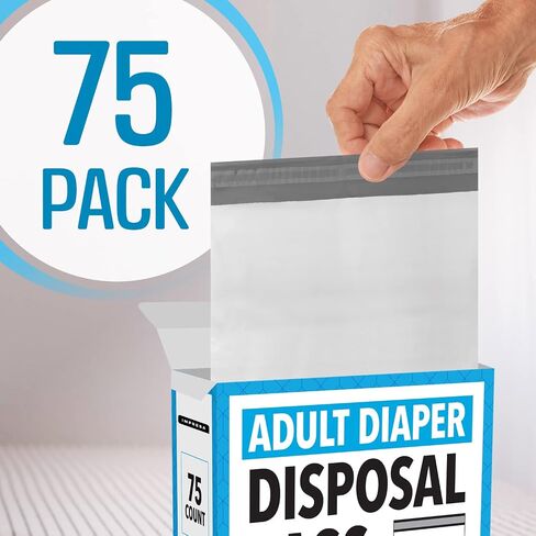 Impresa Extra Large Adult Diaper Disposal Bags - 75 Pack - Odor and Leak Proof - Tear-Resistant Undergarment Bags for Adult Diapers - Extra Thick (12 x 15 In) in Saudi Arabia