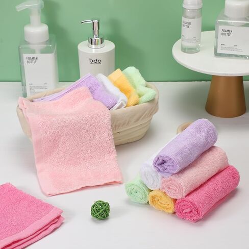 40 Pcs Wash Cloth Bulk Cotton Bath Hand Face Washcloths Soft Quick Drying Towel for Baby Kids Women Bathroom Washing Body Viscose Fiber Multipurpose Fingertip Rags (Bright Color,10 x 10 Inch) in Saudi Arabia