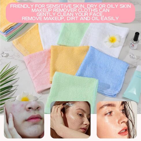 40 Pcs Wash Cloth Bulk Cotton Bath Hand Face Washcloths Soft Quick Drying Towel for Baby Kids Women Bathroom Washing Body Viscose Fiber Multipurpose Fingertip Rags (Bright Color,10 x 10 Inch) in Saudi Arabia