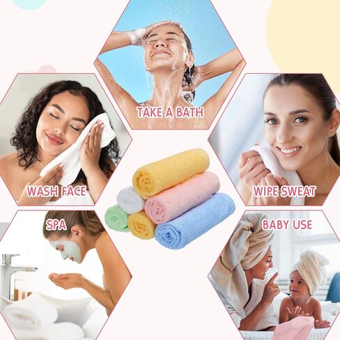 40 Pcs Wash Cloth Bulk Cotton Bath Hand Face Washcloths Soft Quick Drying Towel for Baby Kids Women Bathroom Washing Body Viscose Fiber Multipurpose Fingertip Rags (Bright Color,10 x 10 Inch) in Saudi Arabia