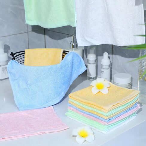 40 Pcs Wash Cloth Bulk Cotton Bath Hand Face Washcloths Soft Quick Drying Towel for Baby Kids Women Bathroom Washing Body Viscose Fiber Multipurpose Fingertip Rags (Bright Color,10 x 10 Inch) in Saudi Arabia