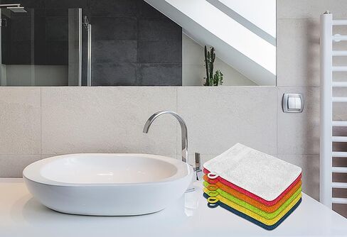 Premium Bath Mitts - 100% Cotton (6x9 Inches, 12 Pack, Multicolor) European Style Washcloths with Loop - Super Soft and Absorbant Bath Washcloths in Kuwait